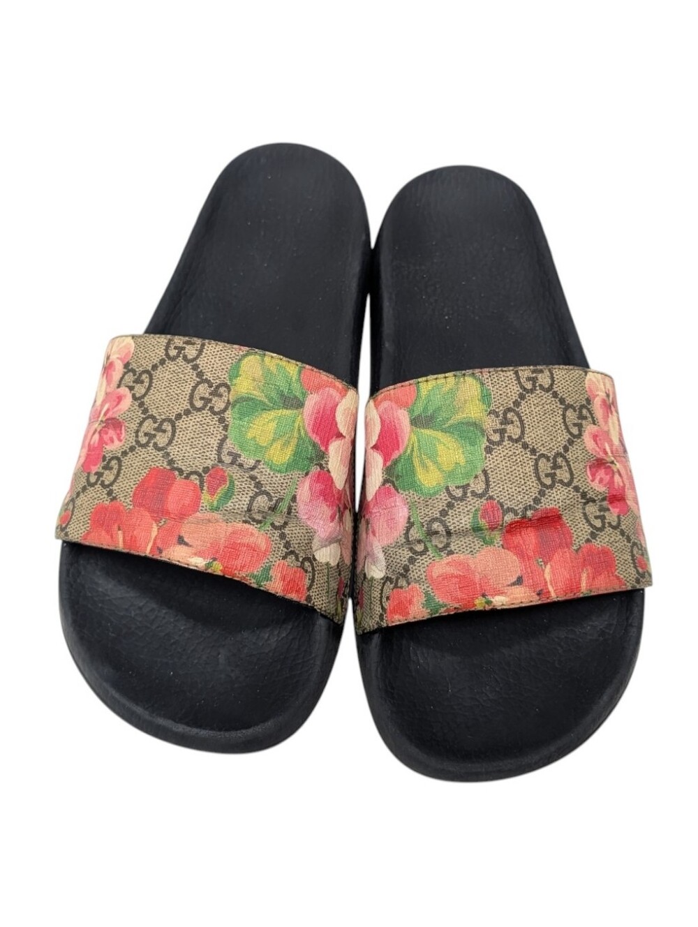 Gucci GG Web Supreme Bloom Pursuit Floral Slide Sandals Size EU 39
